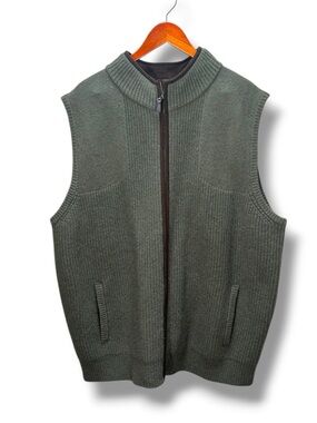 L.L.Bean 100% Merino Wool Green Knit Sweater Vest Size XXL